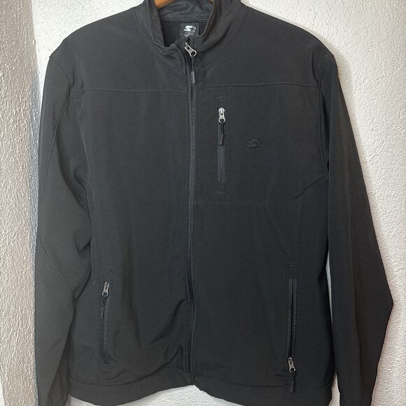 Starter Men's Zip Up Jacket Black With Pockets Size Large (42-44) - Picture 1 of 7
